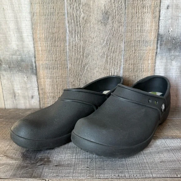 Womens Crocs Neria Black Professional Comfort Slip On Clogs Shoes Size 7 M GUC - Picture 2 of 10